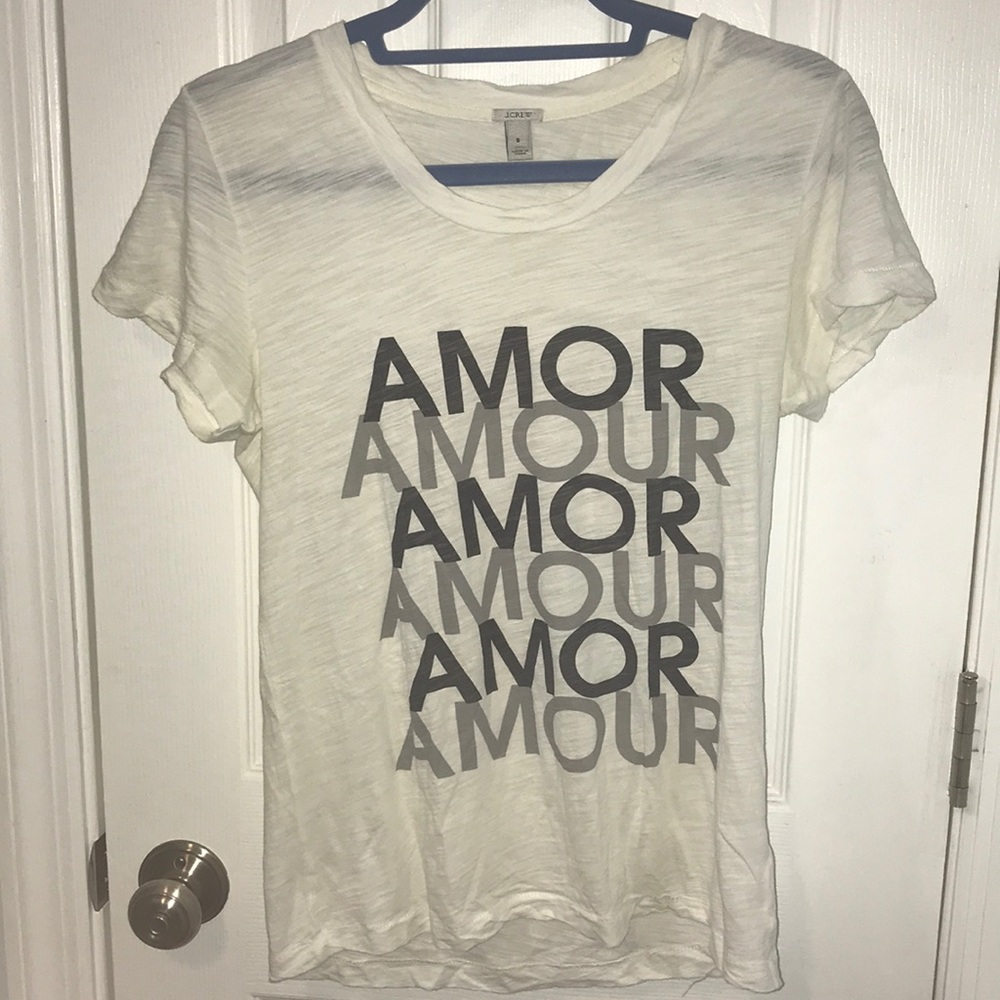 NWOT j.crew sheer AMOUR AMOR tee sz small